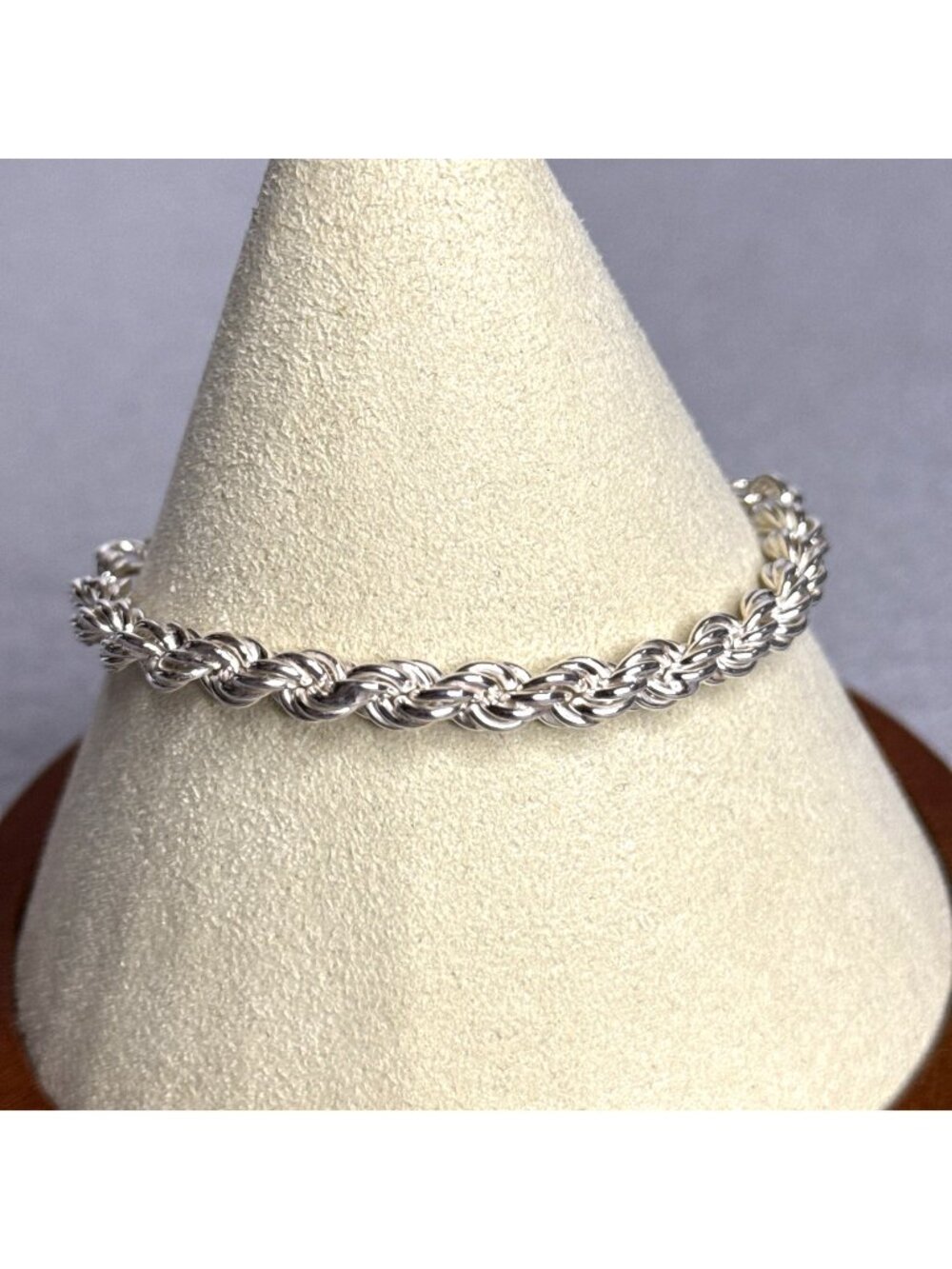 Sterling Silver Bracelet Rope Chain Adjustable Slide Tassel 4.6 gram Italy Stack